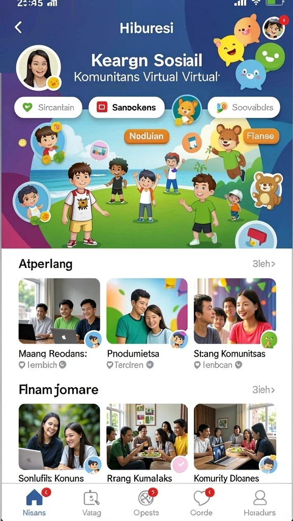 Fitur interaksi sosial yang memungkinkan tantangan bersama teman.