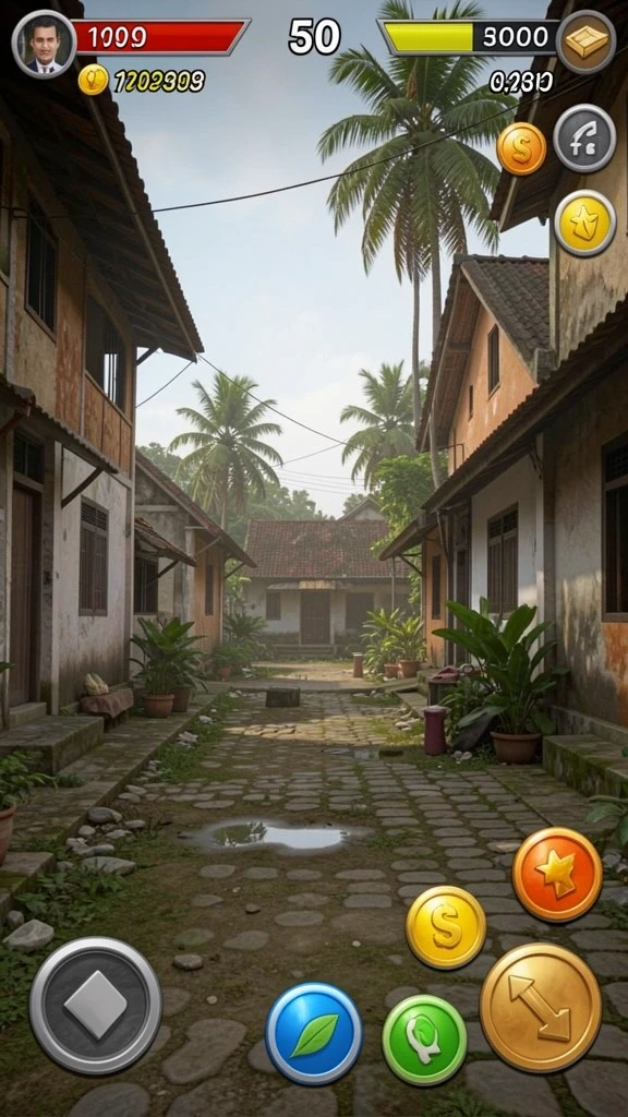 Screenshot menampilkan karakter panda di level pertama dengan pemandangan indah.